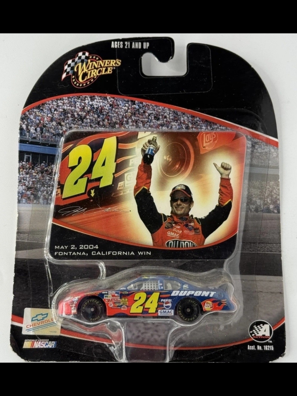Jeff Gordon #24 NASCAR DuPont Chevy 5/2/04 Fontana Win 1:64 Scale DieCast New